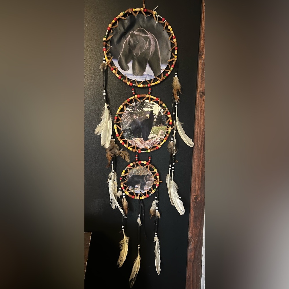 Native American decorative bear dream catcher multi hoop (*B)